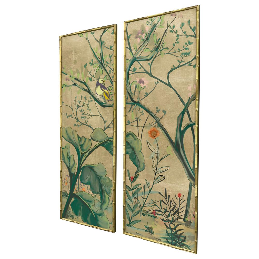 Paragon 17" x 49" Gold Chinoiserie I Wall Decor in Green (Set of 2), , large