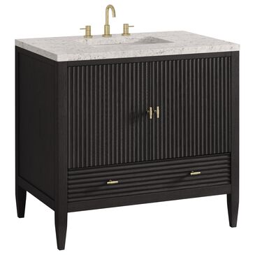James Martin Vanities Myrrin 36" Vanity in Carbon Oak with 3 cm Eternal Jasmine Pearl Quartz Top, , large