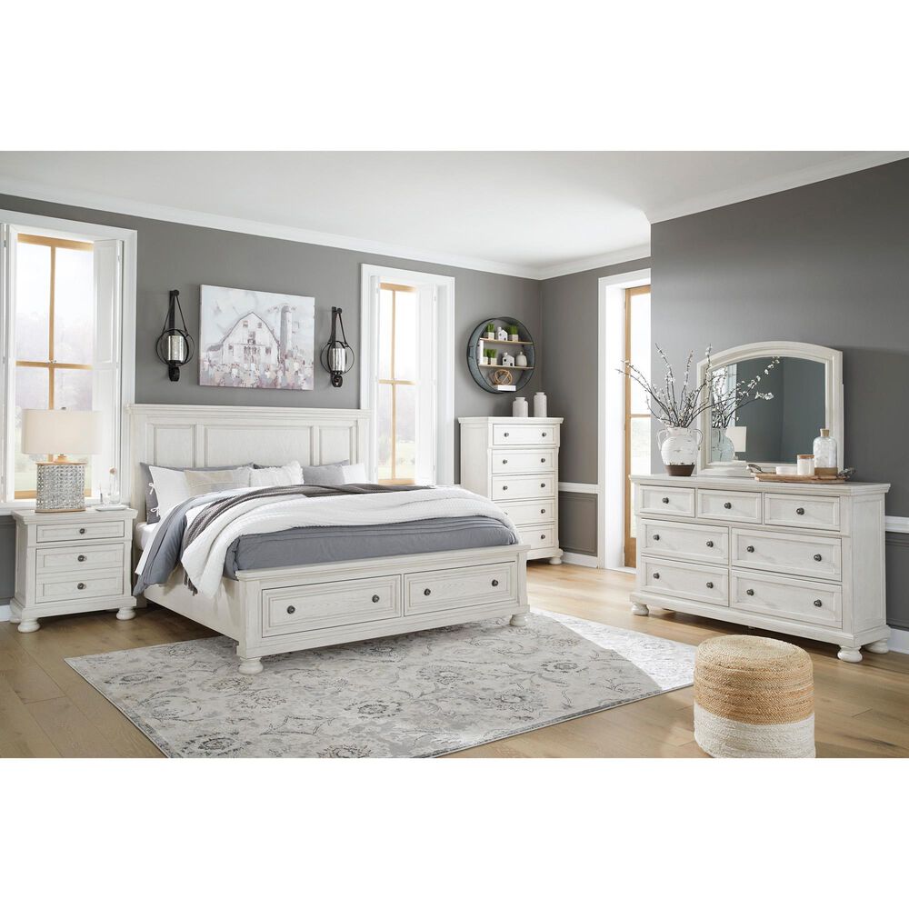 Ashley Robbinsdale 5 Drawer Double Knob Chest in Antique White, , large