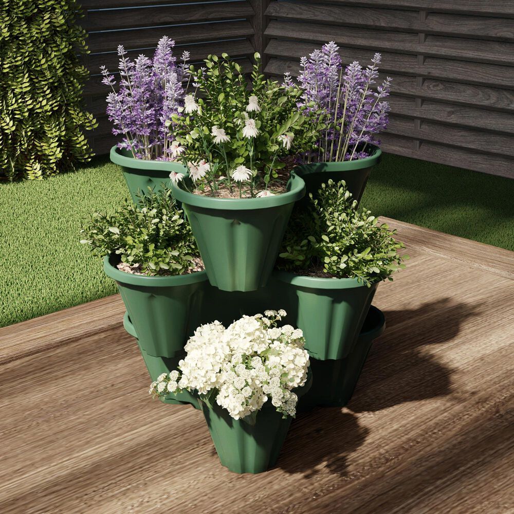 Timberlake 3-Tier Stacking Planter Tower in Hunter Green (Set of 3), , large