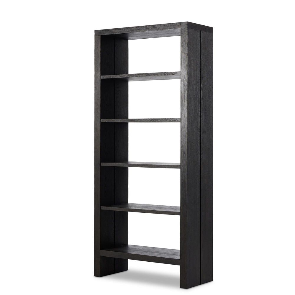 Four Hands Warby 5-Shelf Bookcase in Worn Black, , large