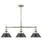 Golden Lighting Orwell 3-Light Linear Pendant with Rubbed Bronze Shade in Aged Brass, , large