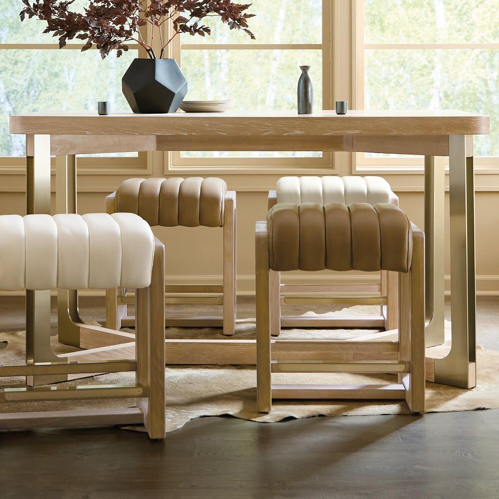 Hooker Furniture Banyon Bay Gathering Dining Table in Desert Oak and Brushed Brass - Table Only, , large