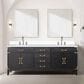 Lexora Home Laurel 80" Double Bathroom Vanity in Black Oak with White Cultured Marble Top and Rectangular Sinks, , large