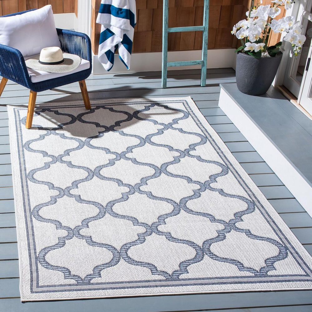 Safavieh Bermuda 8' Square Cream and Grey Indoor/Outdoor Area Performance  Rug, NFM