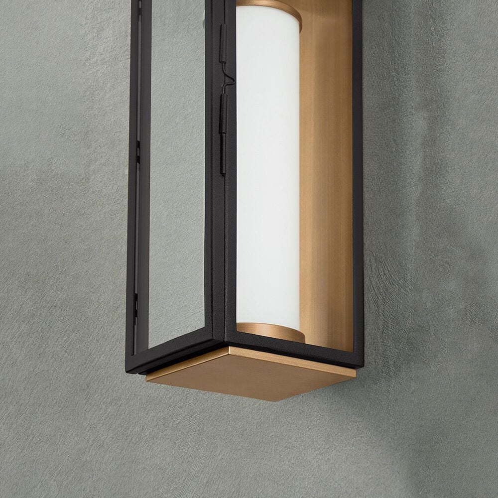 Troy Lighting Gareth 18" Exterior Wall Sconce in Patina Brass and Texture Black, , large