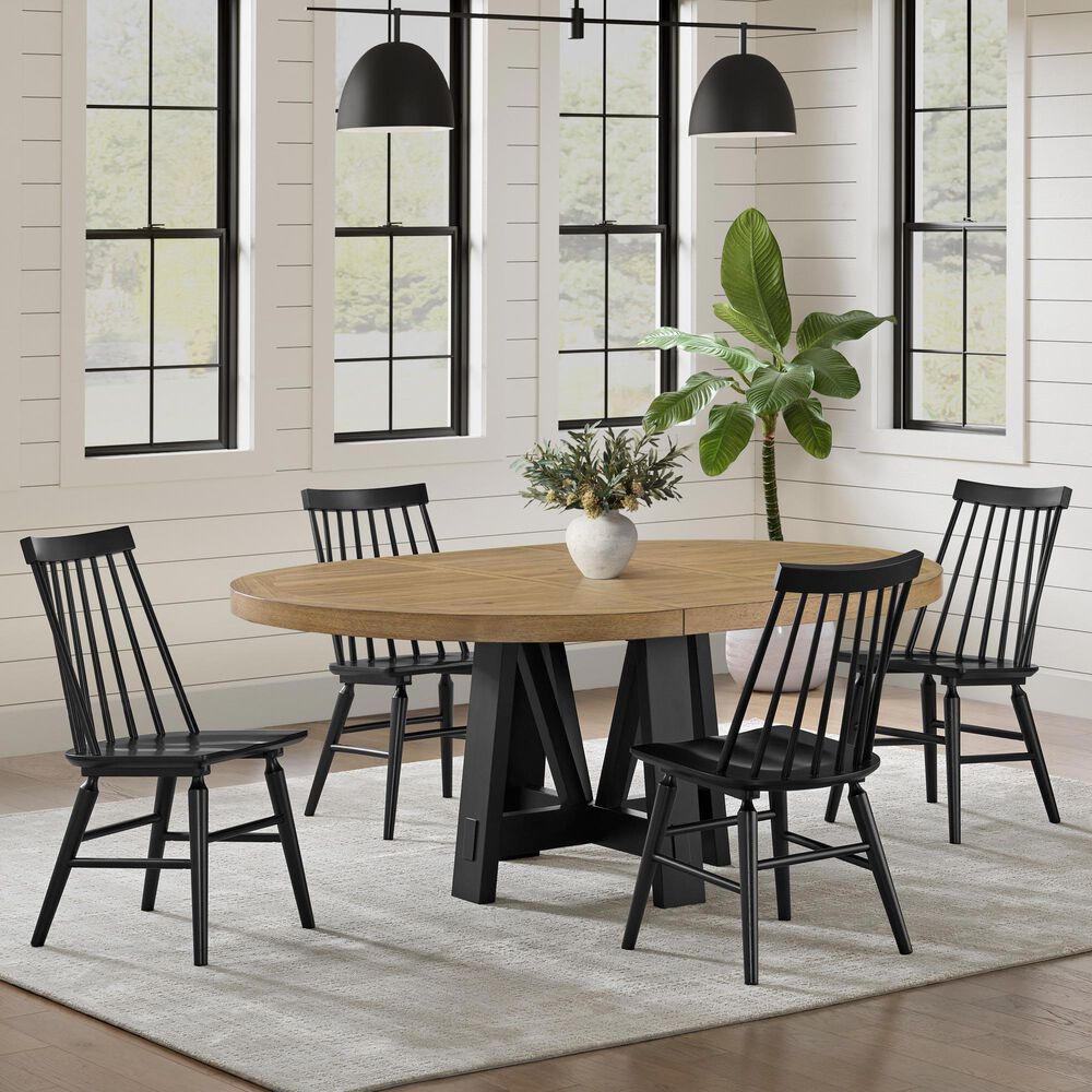 Emerald Home Furnishings Charleston Dining Table and 4 Chairs in Black and Natural, , large