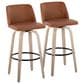LumiSource Toriano Swivel Bar Stool with Camel Faux Leather Upholstery in Whitewashed and Black (Set of 2), , large