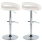 LumiSource Grotto Swivel Adjustable Bar Stool with White Faux Leather Upholstery in Chrome (Set of 2), , large