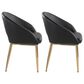 LumiSource Renee Arm Chair with Black Faux Leather Cushion in Gold (Set of 2), , large