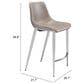 Zuo Modern Magnus Counter Stool in Gray and Silver (Set of 2), , large