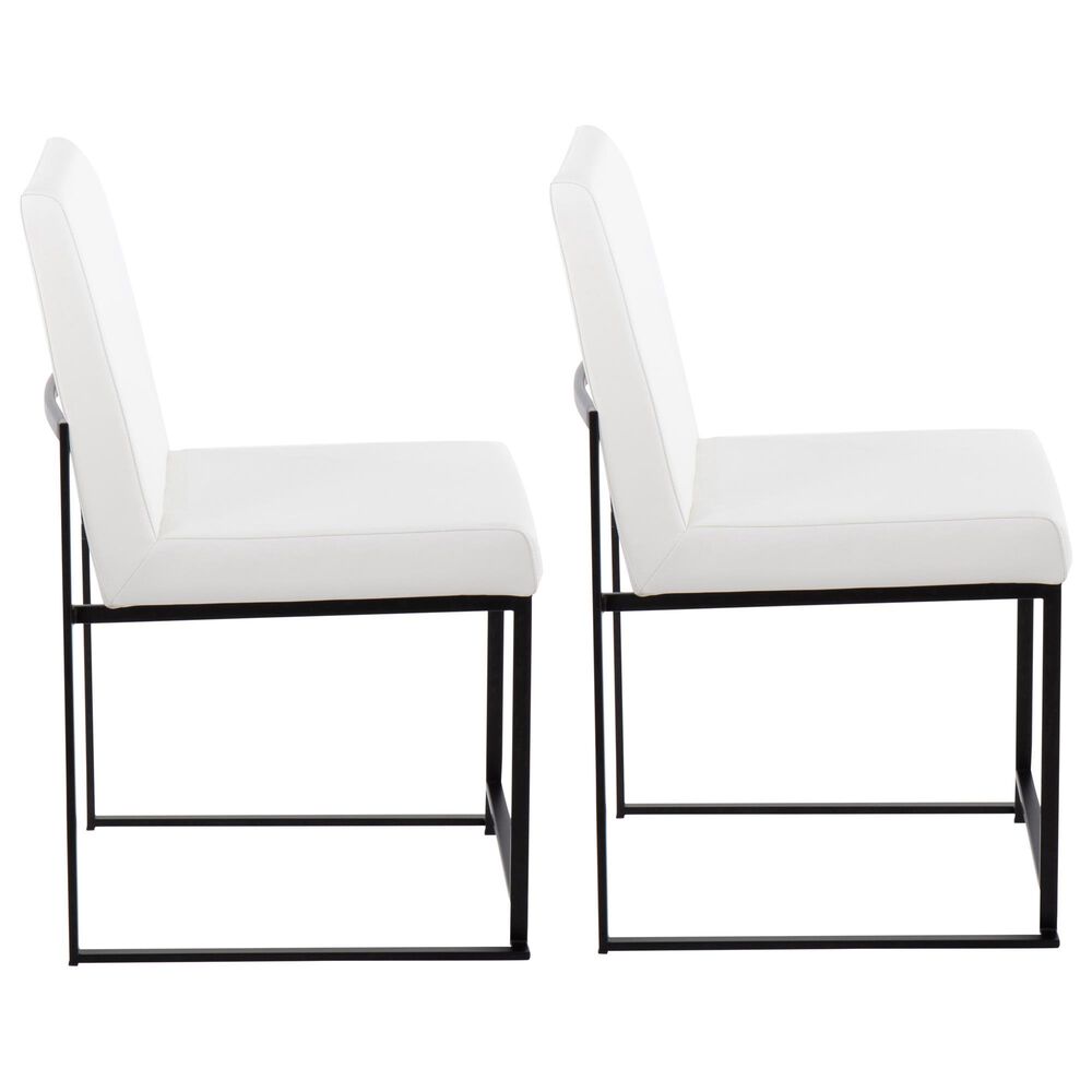 Lumisource Fuji Dining Chair with White Faux Leather Cushion in Black &#40;Set of 2&#41;, , large