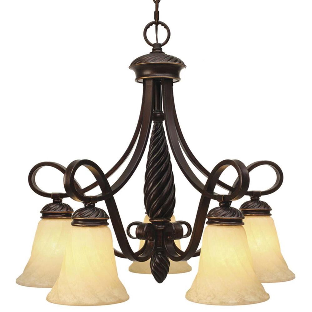 Golden Lighting Torbellino 5-Light Nook Chandelier in Cordoban Bronze with Remolino Glass, , large