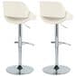 LumiSource Fabrico Swivel Adjustable Bar Stool with Cream Noise Fabric Upholstery and Rounded T Footrest in Chrome (Set of 2), , large