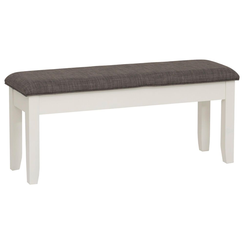 Linon Home Decor Jane Storage Bench with Taupe Cushion in Vanilla White, , large