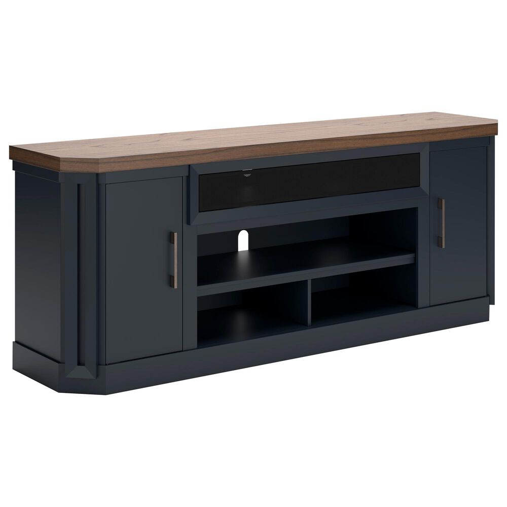 Ashley Landocken 84" Extra Large TV Stand in Light Brown and Dark Sate Blue, , large