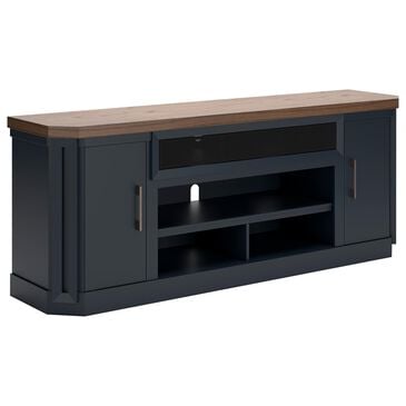 Ashley Landocken 84" Extra Large TV Stand in Light Brown and Dark Sate Blue, , large