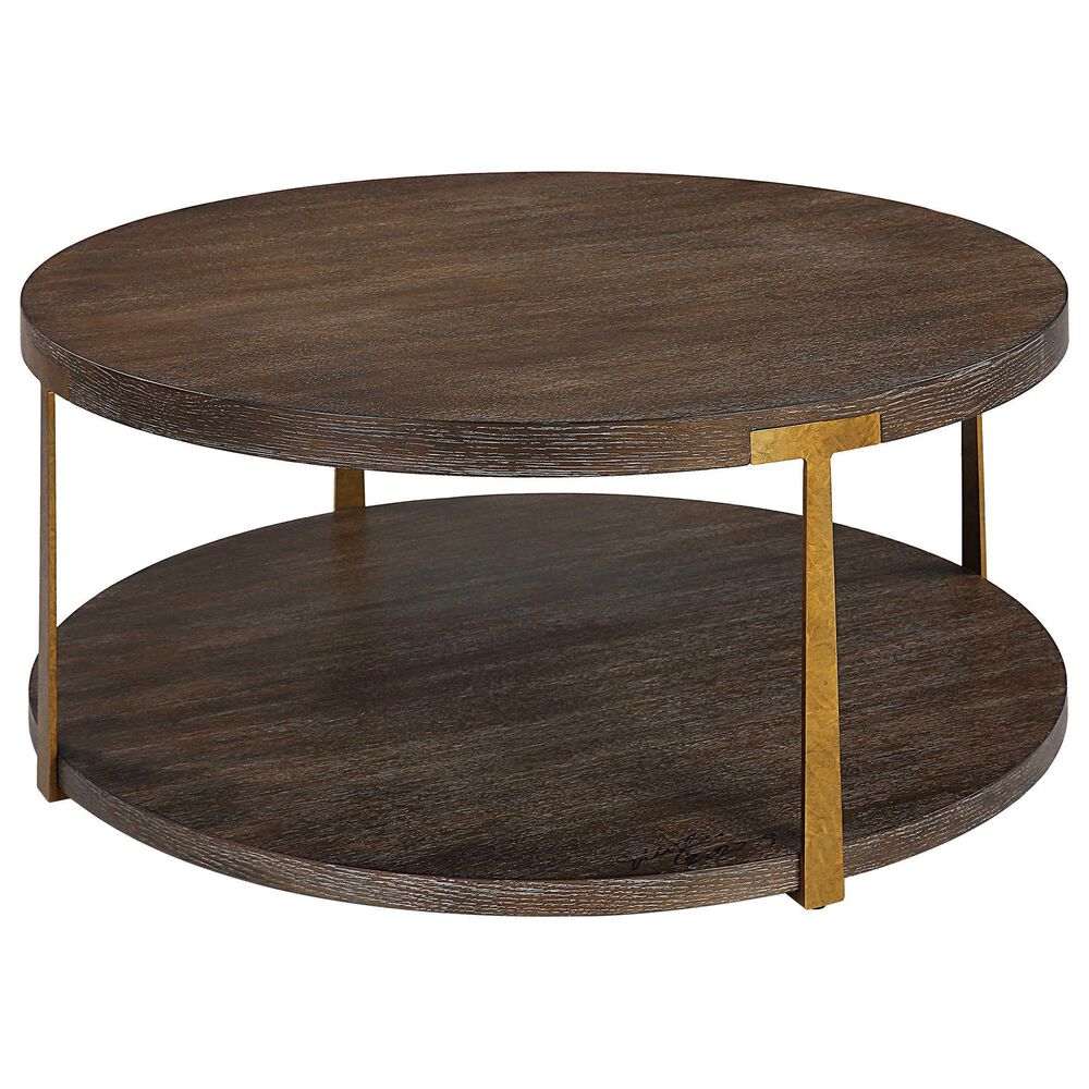 Uttermost Palisade Coffee Table in Coffee Oak and Antique Gold, , large