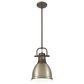 Golden Lighting Duncan 1-Light Small Pendant with Rod and Aged Brass Shade in Rubbed Bronze, , large