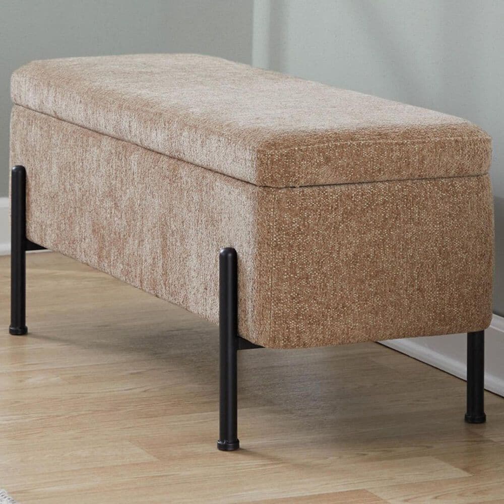 Lumisource Daniella Storage Bench with Brown Cushion in Black, , large