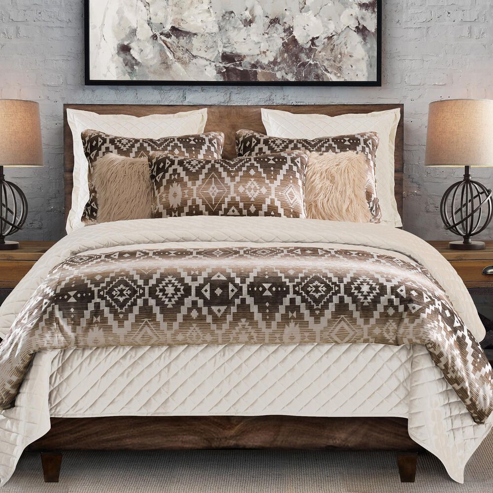 HiEnd Accents Chalet Aztec 3-Piece Super Queen Comforter Set in White and Brown, , large
