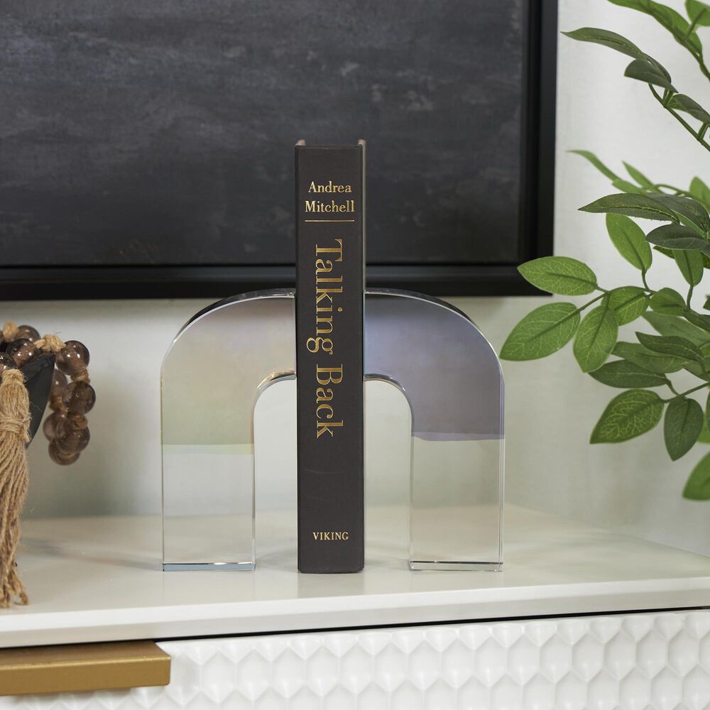 Maple and Jade Arched Geometric Decorative Bookend in Clear &#40;Set of 2&#41;, , large