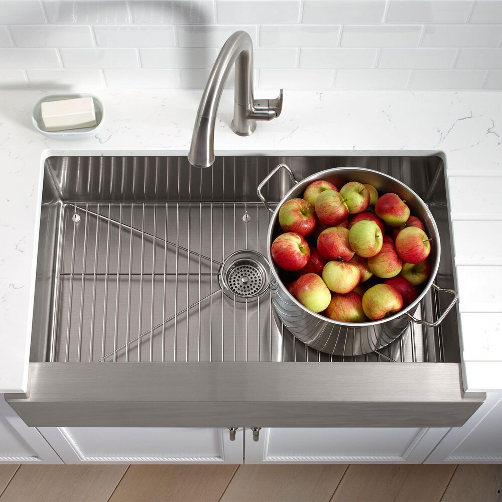 Kohler Strive 35.5" Single Bowl Farmhouse Kitchen Sinks in Stainless Steel, , large