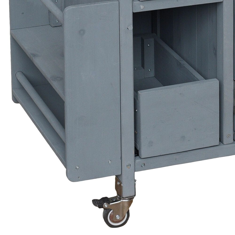 HOMLUX Farmhouse Rolling Outdoor Kitchen Cart with Stainless Steel Top in Blue Gray, , large