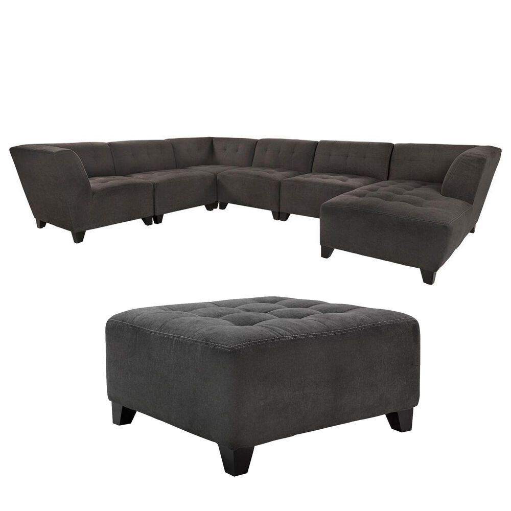 Jonathan Louis Belaire 6-Piece Modular Sectional and Ottoman in Caprice Granite, , large