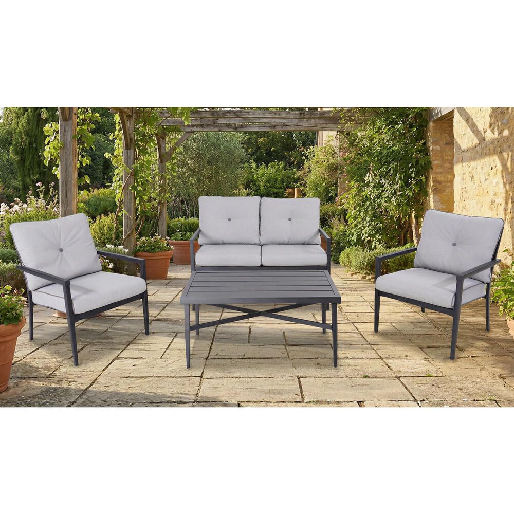 Global Note Collections Raleigh 4-Piece Patio Chat Set in Smoke Grey, , large