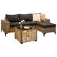 HOMLUX 5-Piece Modular Rattan Outdoor Patio Furniture Set in Black, , large