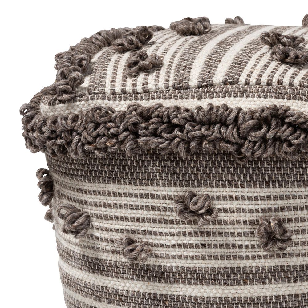 Baxton Studio Eligah Pouf in Ivory and Brown, , large