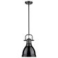 Golden Lighting Duncan 1-Light Small Pendant with Rod and Black Shade in Matte Black, , large