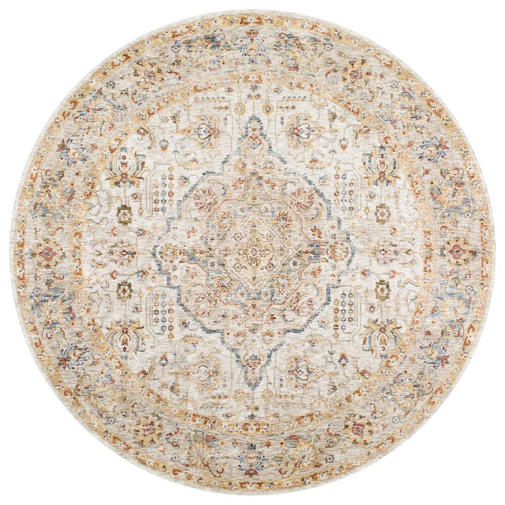 Surya Mona Lisa 5&#39;3&quot; Round Light Sage, Tan, Mustard, Olive, Brick Red, Dark Blue and Burgundy Area Rug, , large