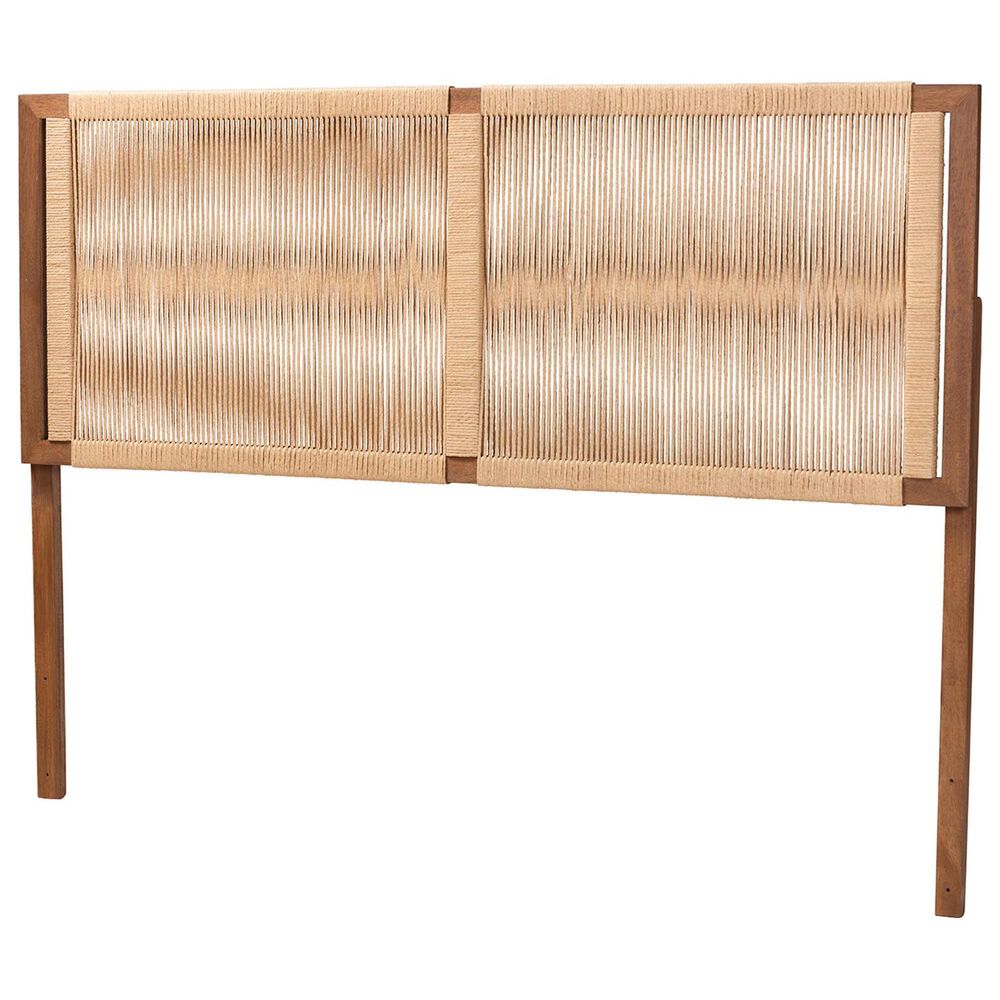 Baxton Studio Holitz King Headboard in Walnut Brown and Light Brown, , large