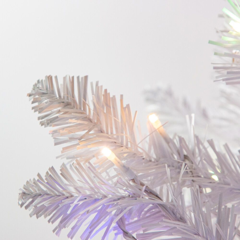 The Gerson Company 7.5&#39; Parkview Pine Artificial Christmas Tree with Multicolored LED Lights in White, , large