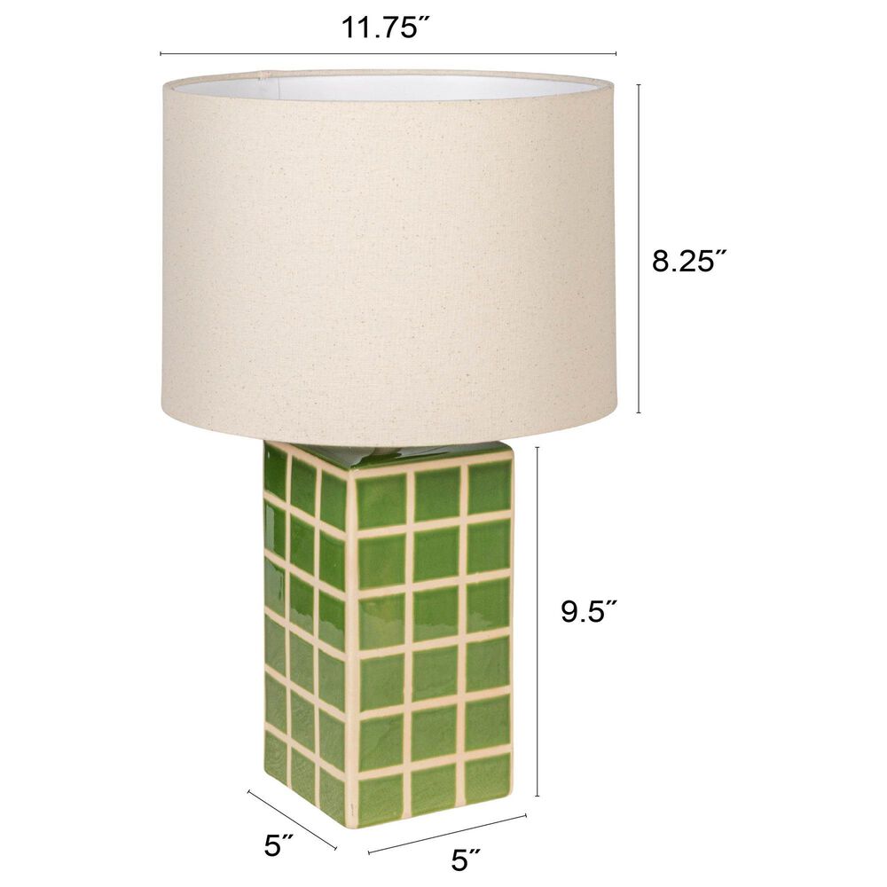 Creative Coop Zara Stoneware Table Lamp in Green and White, , large