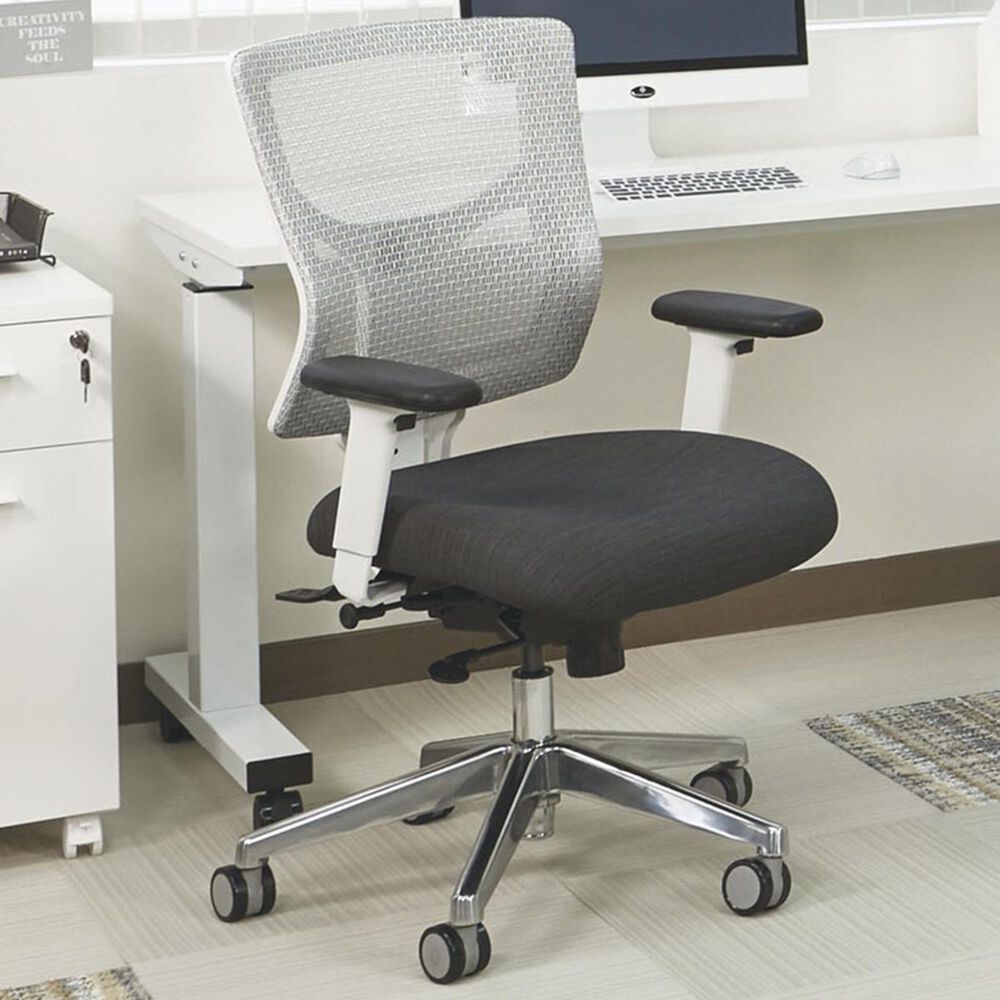 OSP Home ProGrid Mid Back Chair in White and Grey, , large