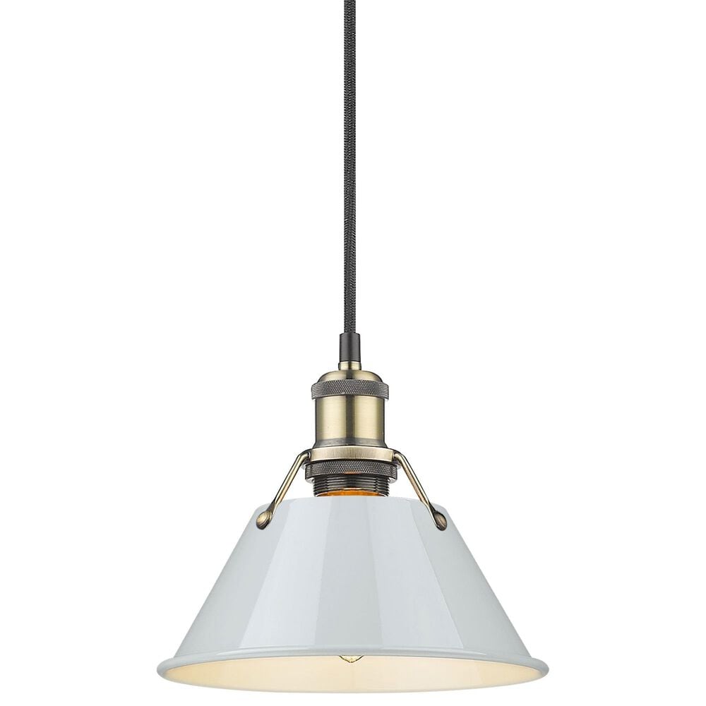 Golden Lighting Orwell 1-Light Small Pendant with Dusky Blue Shade in Aged Brass, , large