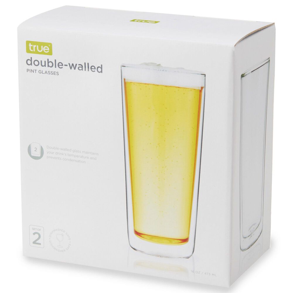 True Walled Pint Glasses in Clear &#40;Set of 2&#41;, , large
