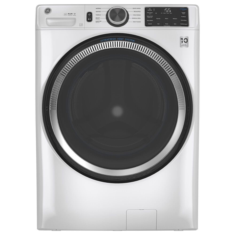 GE Appliances 4.8 Cu. Ft. Front Load Washer and 7.8 Cu. Ft. Electric Dryer Laundry Pair in White, , large