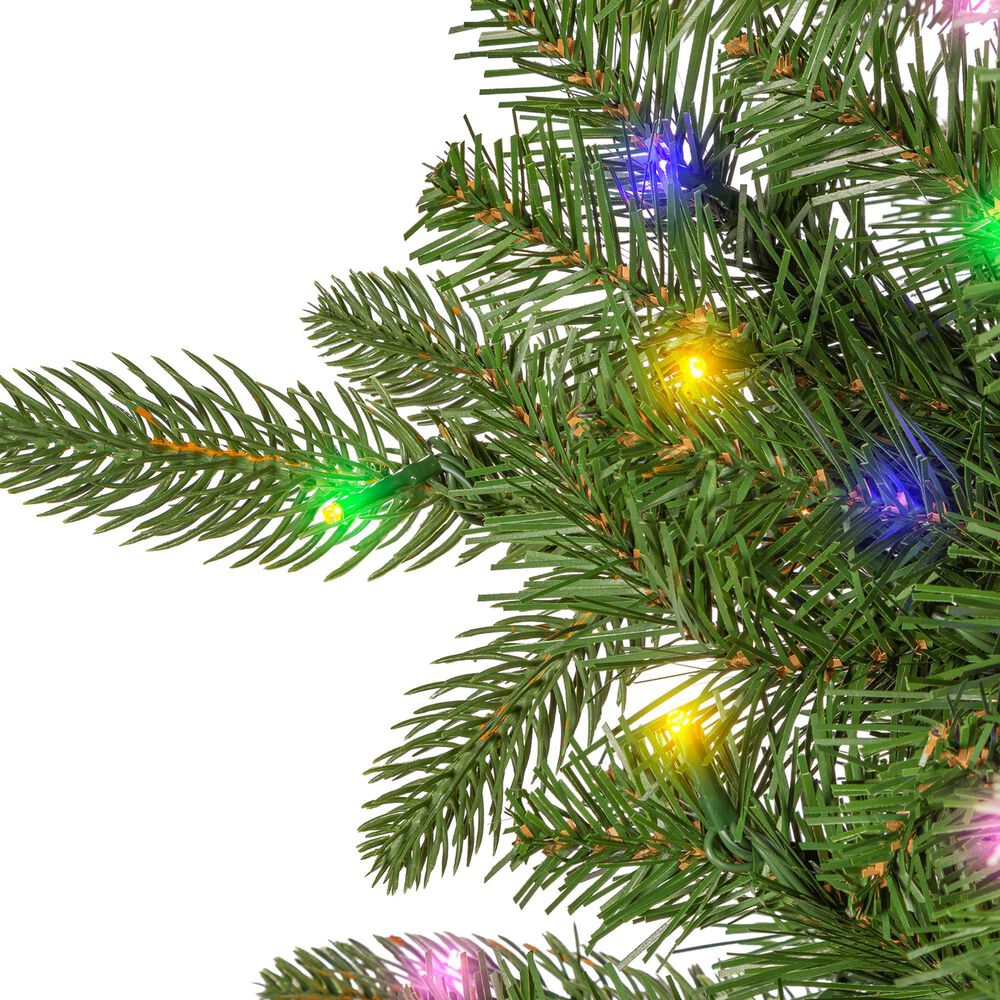 The Gerson Company 7.5&#39; Pre-Lit Artificial Natural Cut Narrow Saginaw Spruce with Multicolored Lights in Green, , large