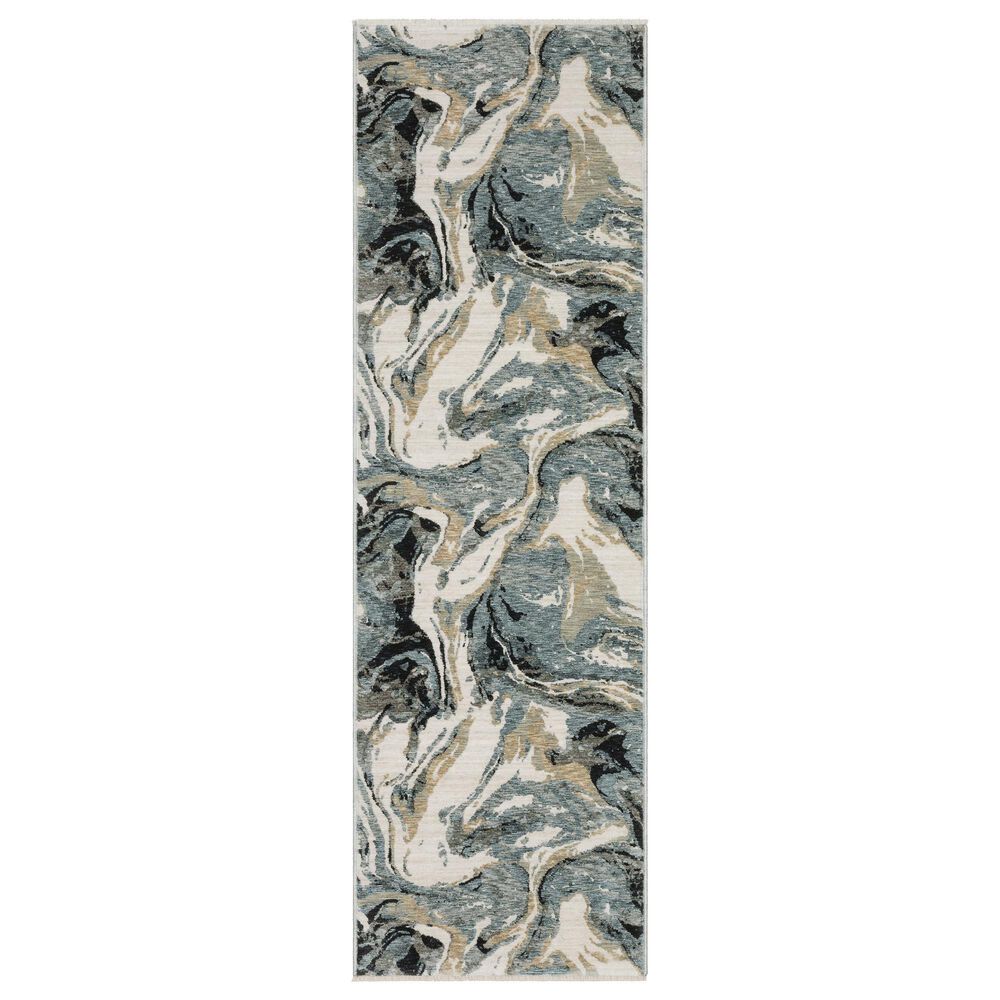 Oriental Weavers Echo ECH07 Blue and Ivory 2"3" x 7"6" Runner, , large