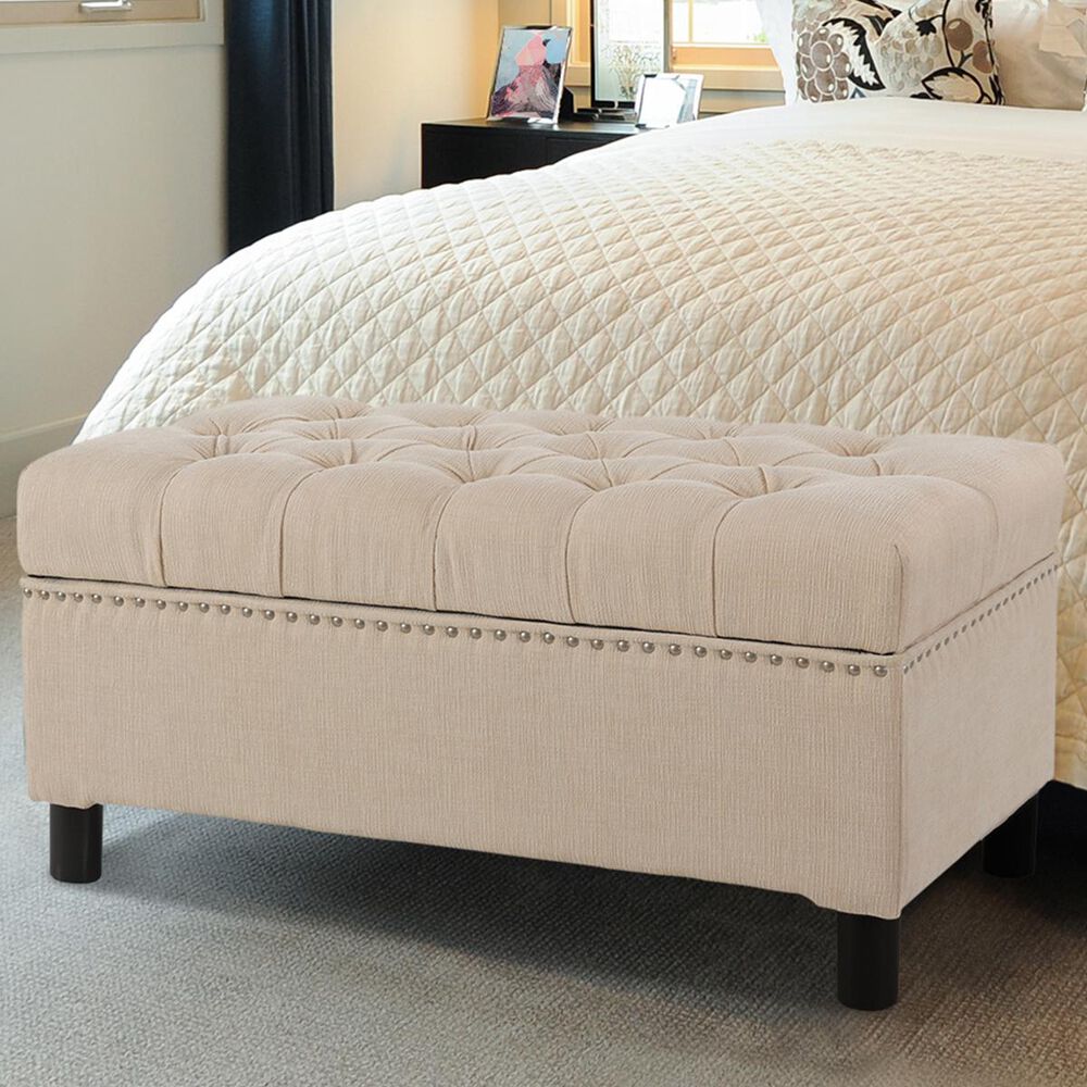 Jennifer Taylor Home Renee Tufted Storage Bench in Creme Brulee, , large