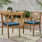Hearth and Haven Perla Patio Dining Chair with Blue Cushions in Teak (Set of 2), , large