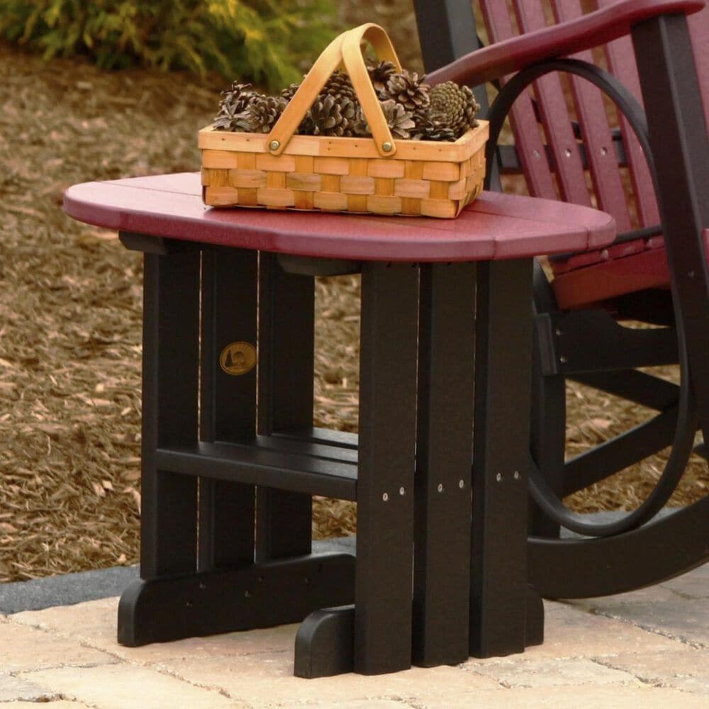 Amish Orchard Oval Outdoor End Table in Cherrywood and Black, , large