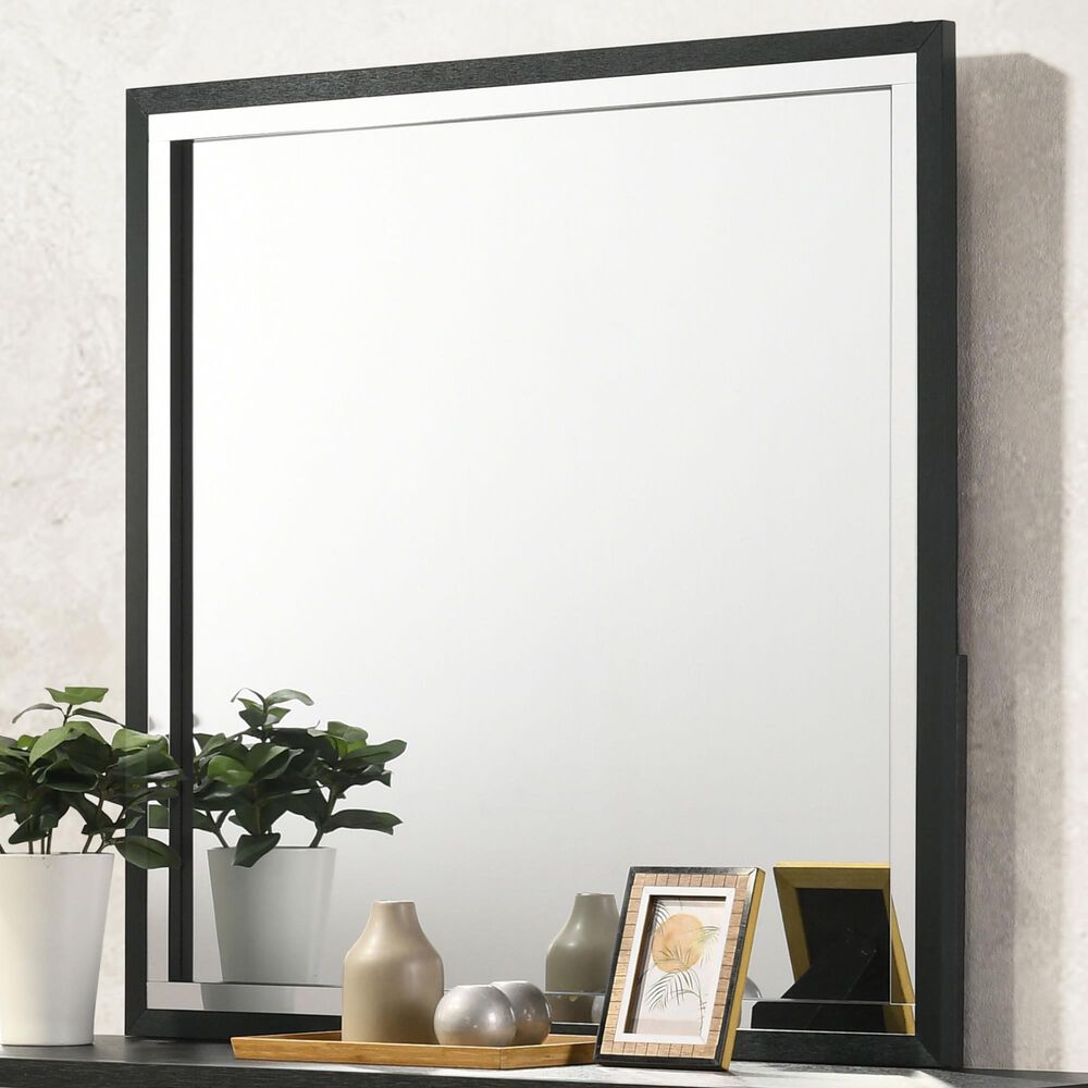 Coaster Lucia Dresser Mirror in Black and Chrome, , large