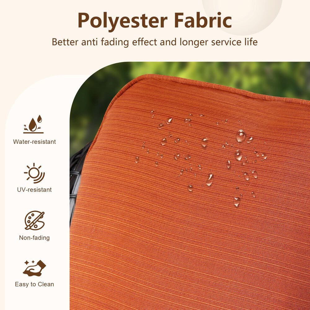 HOMLUX 29" Patio Single Chair with Brown Wicker in Orange (Set of 2), , large