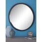 Maple and Jade 32" Round Wood Wall Mirror in Matte Black, , large