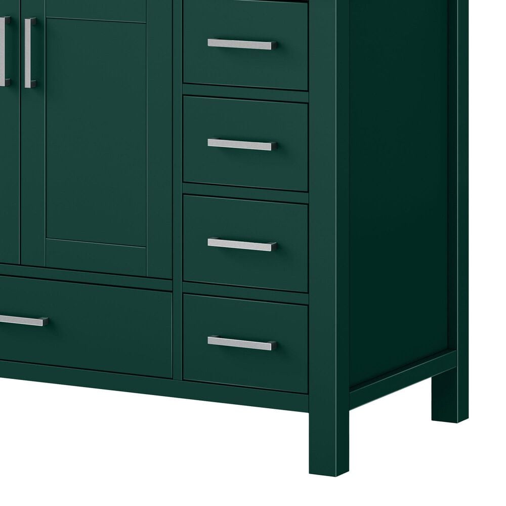 Lexora Home Jacques 84&quot; Double Bathroom Vanity in Green with 2 cm White Cultured Marble Top and Rectangular Sinks, , large